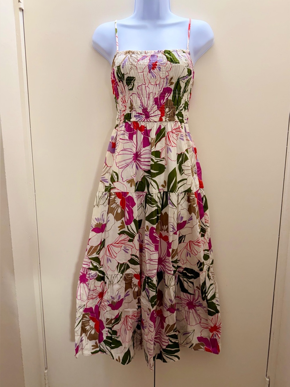 GAP Floral Smocked Midi Dress